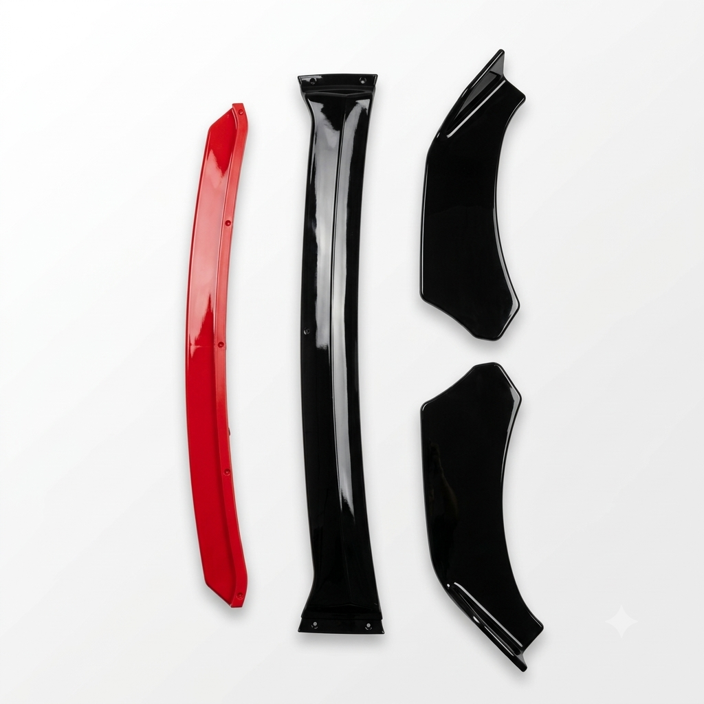 UNIVERSAL 4-PIECE FRONT SPLITTER | Red view 3