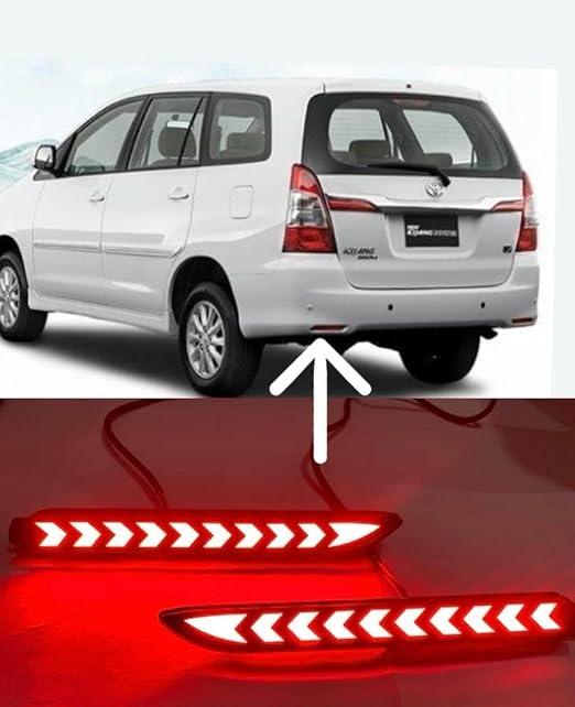 rear car reflector bumper light compatible for innova (2012-2015) with matrix+scaning function (type- D) with 4wire of 2pcs view 2