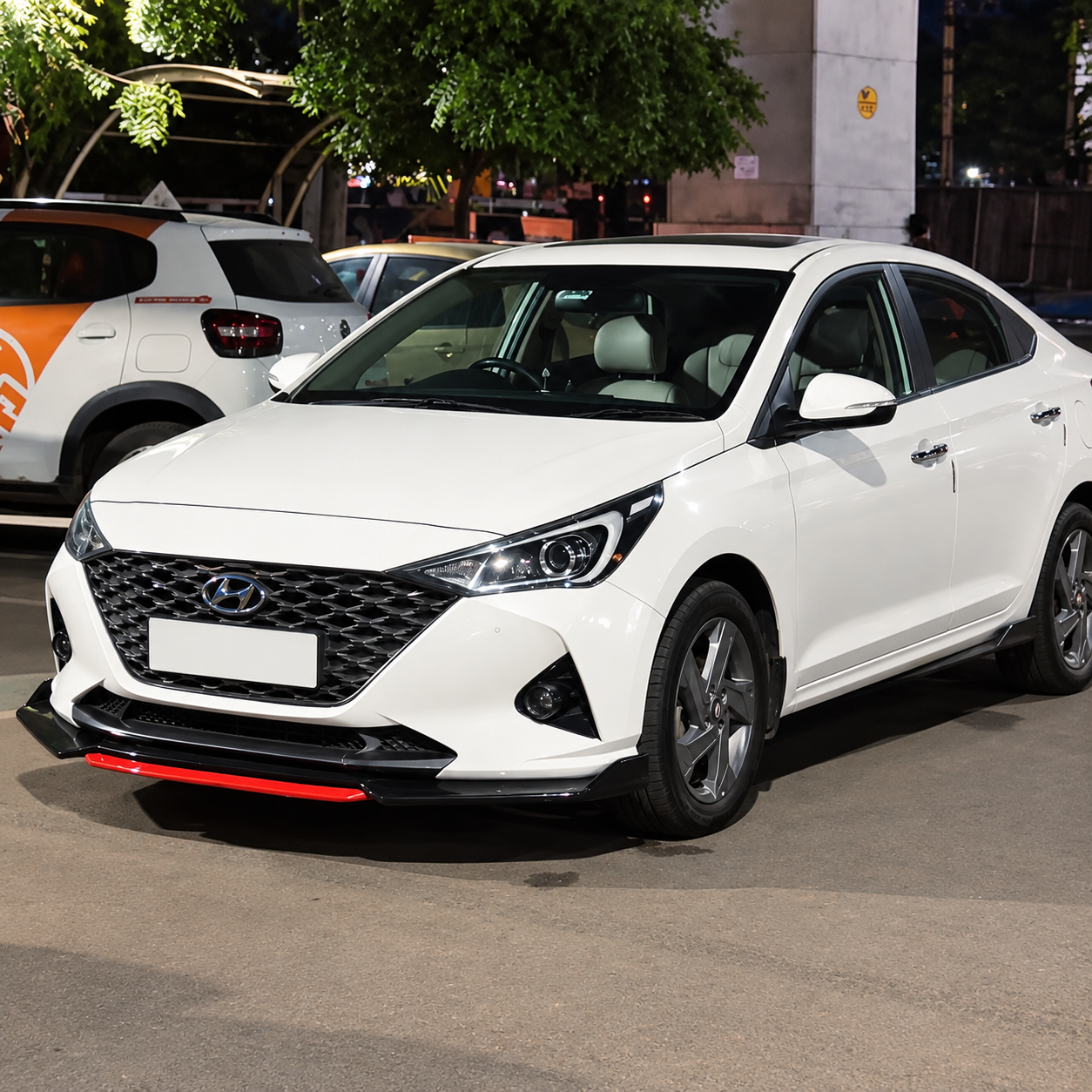 Universal 6 Pc Front Splitters and Side Skirts | Gloss Black with Red Lip