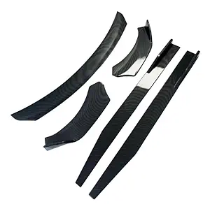 Universal Car Splitters and Skirtings, Abs Glosy Black Pattern, Black, 5 Piece Set view 2