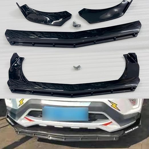3PC Splitter 7 Dot Rocket ABS Car Front Bumper Splitter Diffuser Splitter Universal Durable Car Front Lip Chin Body Kit Bumper Lip Splitter 3PC/Set