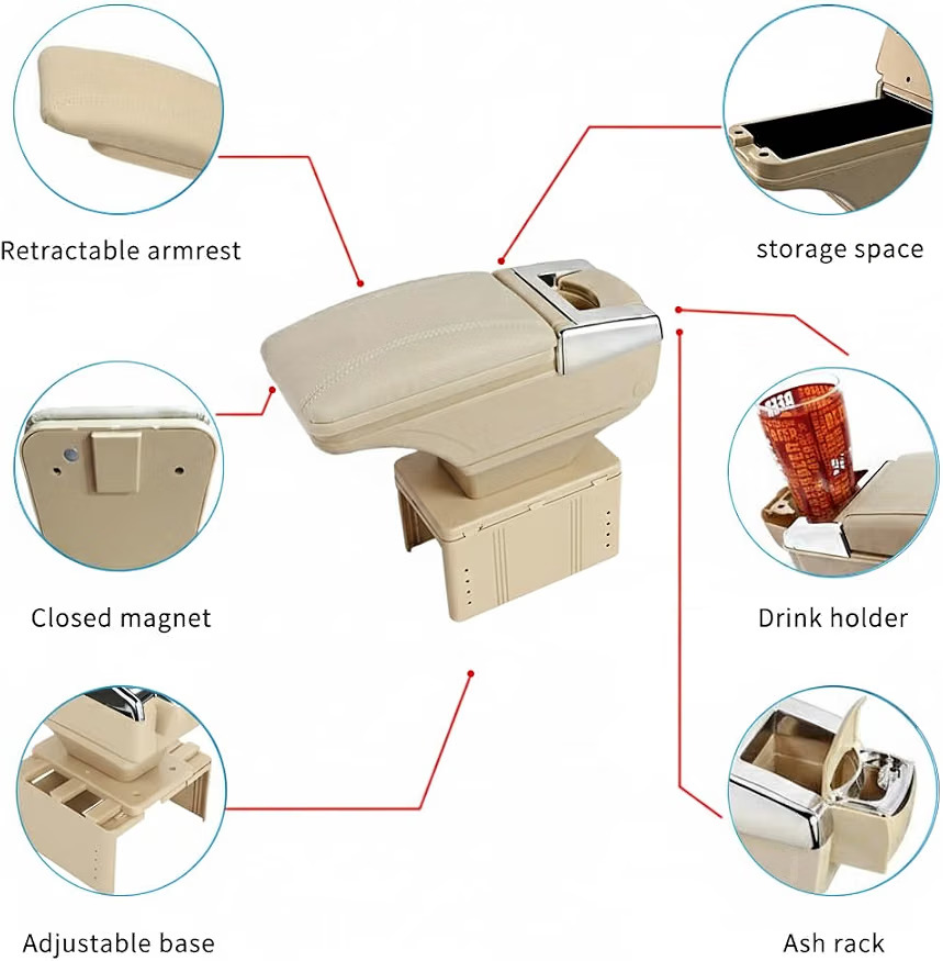 Car armrest BEIGE for all cars suitable  view 2